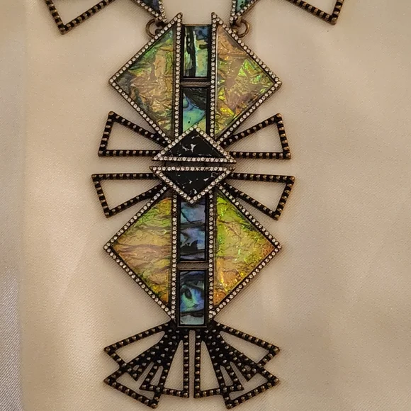 BaubleBar Iridescent Green and Blue Geometric Pendant Necklace - Picture 3 of 7